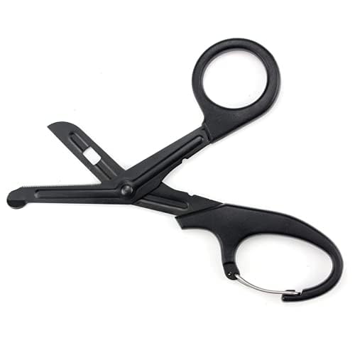 Scissors EMT Bent 7.7 Inch Matt Titanium Coated Stainless Steel Scissors or Gauze (Black)