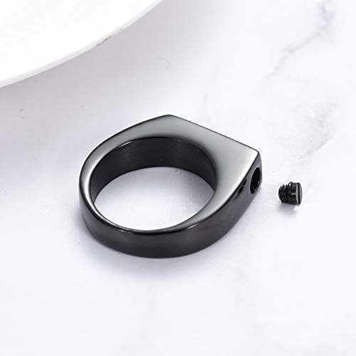 XSMZB Cremation Rings for Ashes Keepsake Arrow Band Finger Ring Ashes Holder for Human Pet Simple Square Memorial Urn Ring for Men Women Black 7