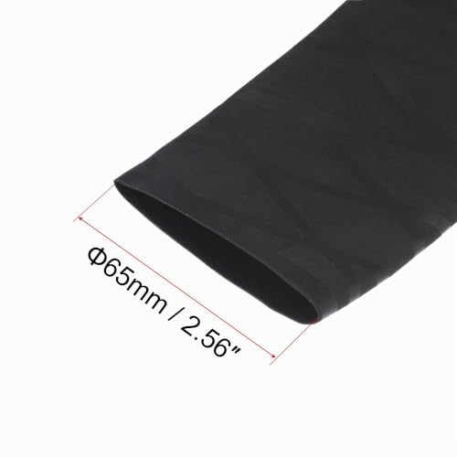 sourcing map 0.5 m Long Heat Shrink Tubing, 40 mm Diameter, 65 mm Flat Width, Shrink Ratio 2:1, Non-Slip Heat Shrink Tubing with Mesh Pattern, Heat Shrink Tube for Handles 40mm black