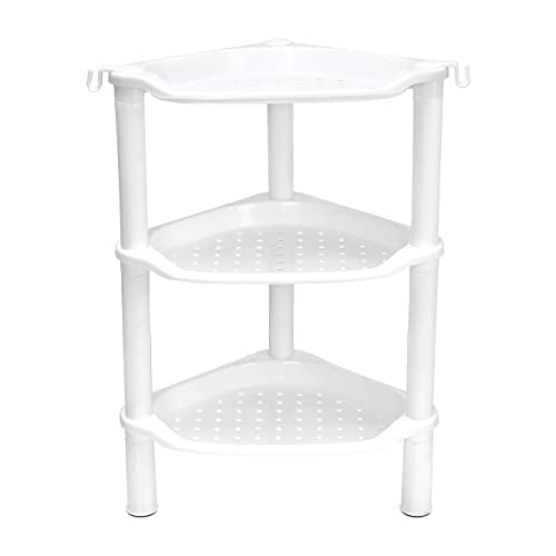 3 Tier Shower Caddy Organizer Shelf Corner, 13.5 x 10 x 26 Inches, Rustproof, Plastic Shower Rack Stands for Inside Bathroom, Bathtub, Shower pan, White(Round Slot White 3 Tier) Round Slot White 3 Tier