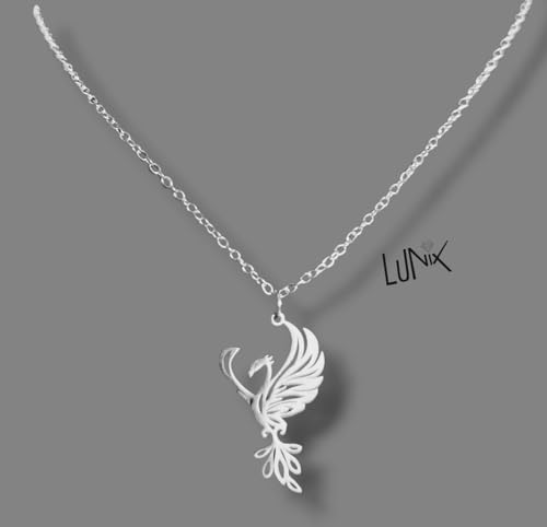 Lunix Arab Phoenix Necklace in Stainless Steel Carved Unisex Summer Original Christmas Gift Idea for Men Women Boy Girl silver