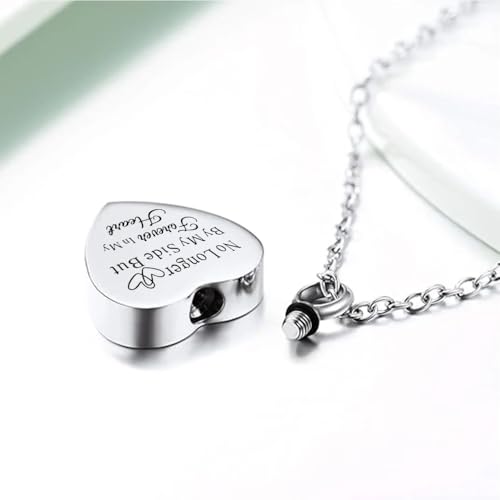 No Longer By My Side But Forever In My Heart Cremation Urn Necklace Pendant Ashes Memorial Locket Keepsake in Stainless Steel Gift For Mum Dad Sister Brother Grandma Grandpa