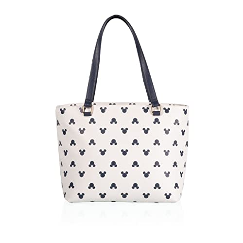 PICNIC TIME unisex-adult Uptown Cooler Tote Bag, Insulated Purse Lunch Bag for Her, Beach Bag Soft Cooler 14.37 x 7.28 x 10.63 Disney Mickey Mouse - White With Navy Blue Accents