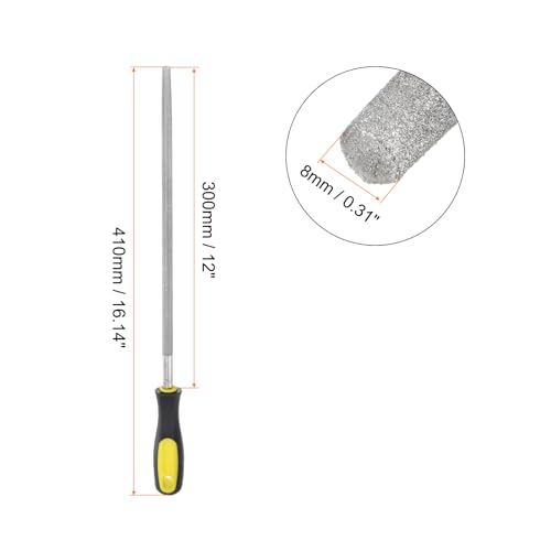 HARFINGTON 12-inch 80-grit diamond-coated round file with plastic handle for metal, glass, wood and stone engraving