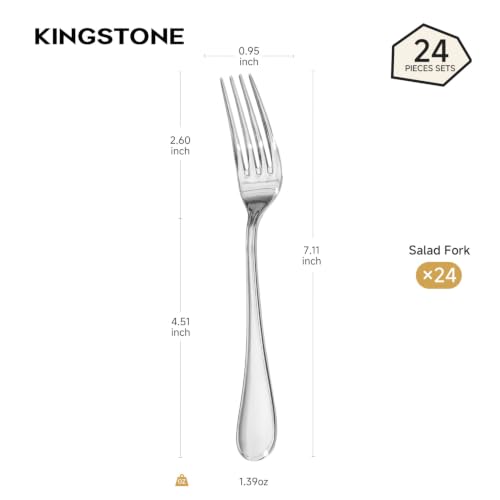 KINGSTONE 24-Piece 7.11-Inch Salad Forks Set, 18/10 Stainless Steel
