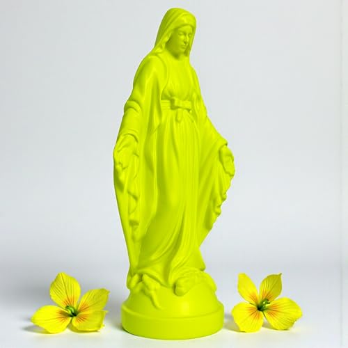 Pop Mary, Modern Virgin Mary Statue, Decorative Resin Figurine, Unique Collectible Gift (Neon Yellow) Neon Yellow