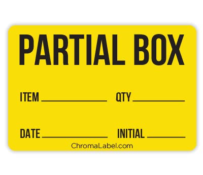 ChromaLabel 2 x 3 Inch Permanent Color-Code Rectangle Partial Box Shipping Labels, 250 Stickers/Roll, Yellow, Partial Box 2" x 3"