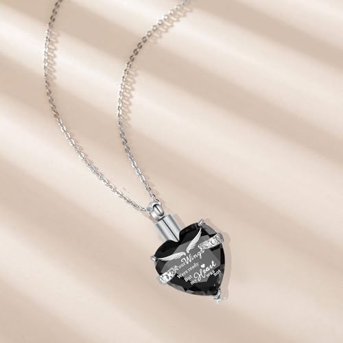 Small Mini Urns for Human Ashes Keepsake Tree of Life Sharing Urns for Female Male, Heart Cremation Jewelry Urn Necklaces for Ashes for Women Men, Black