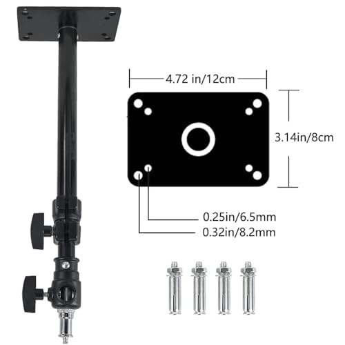 Camera Ceiling Wall Mount Light Stand 14.1-21.6inches/36-55 cm with 1/4 inch to 3/8 inch Universal Adapter Photography Arm for Photo Studio Video Light, Flash, Ring Light, Reflector