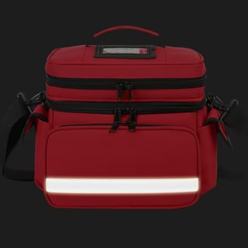 Double Layer Medical Bag, Empty Bag, Emergency Bag, Portable Travel Pharmacy for Medicine Bottle, Vitamins, Medical Accessories, Red