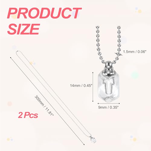 sourcing map Vial Necklace, Stainless Steel Glass Diamond Perfume Bottle Pendant Necklace Ashes Urn Vial Pendant Openable Bottle Case 2