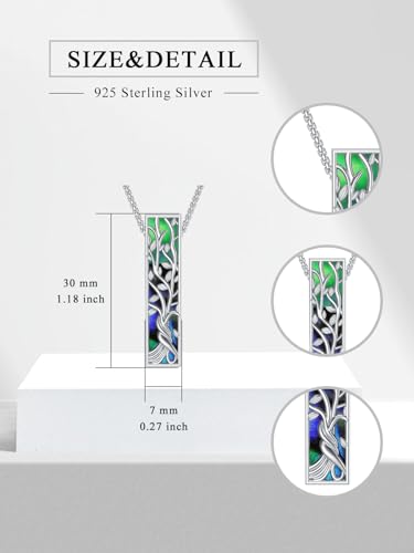 Urn Necklaces for Ashes 925 Sterling Silver Abalone Shell Cremation Jewelry for Ashes Keepsake Locket Pendant for Women Human Pet Tree of Life
