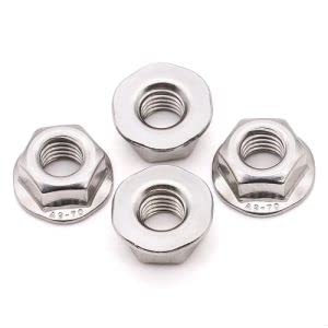[Australia - AusPower] - (10 PCS) M12-1.75 Hexagon Flange Nuts with Non-Serrated Flange Washer Head, 304 Stainless Steel, Hex Drive, Full Thread 10 