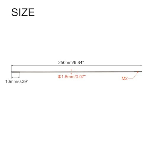 MECCANIXITY 15pcs Push Rod Connector Double End Threaded Rod 304 Stainless Steel for DIY RC Car,Boat,Car,Airplane,Helicopter Model&DIY Material,M2x250mm M2x250mm 15