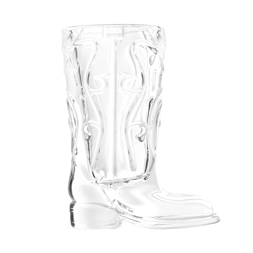 Final Touch Cowboy Boot Shot Glasses with Horseshoe Serving Tray, Set of 4 Clear