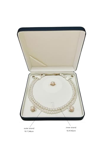 Classic Elegant Blue Velvet Large Jewelry Box for Jewelry Set Necklace Earrings Ring Presetent Case Pearl Strands Blue Velvet Jewelry Set Storage