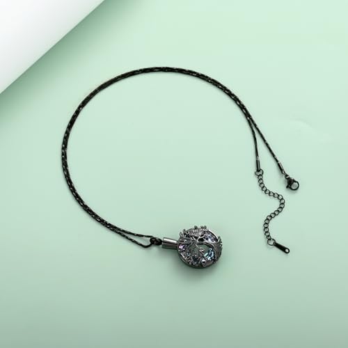 Yinplsmemory Owl Cremation Jewelry Urn Ashes Necklace for Women Black-purple