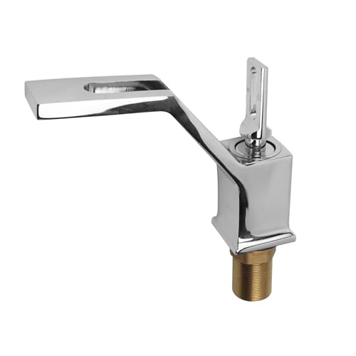Bathroom Taps Sink Mixer Tap, Chrome Basin Mixer Tap Single Handle, Hot Cold Water Faucet for Bathroom Basin Cloakroom, Modern Square Design Easy Clean
