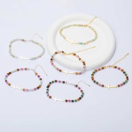 Cross Bead Bracelets for Women Birthday Friend Gift Friend-04SilverCross-Light