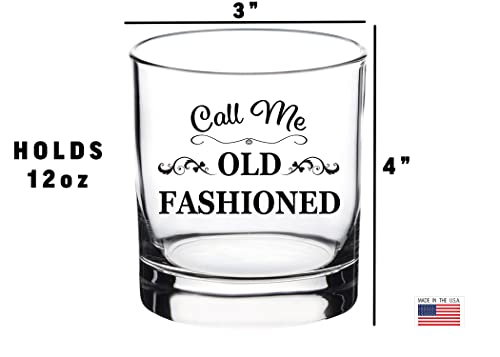 Rogue River Tactical Funny Call Me Old Fashioned Whiskey Glass Drinking Cup Gift For Him Men Dad Grandpa (Pack of 2) 12 Ounces (Pack of 2)