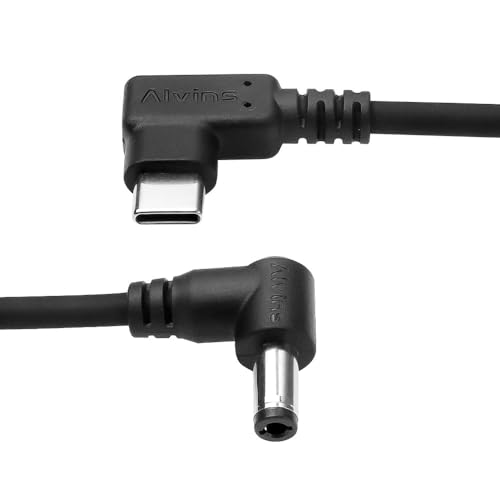 Alvin's Cables Right Angle USB-C Type-C PD to DC Power Cable PD Charging Cable for Blackmagic Video Assist Monitor, Ultra Soft 30CM/11.8 inches Right angle type-c 30cm