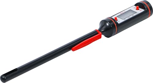 BGS Digital Thermometer with Stainless Steel Probe, Pack of 1, 8714 | Probe length: 125 mm, 0.1 °C steps, °C/°F switchable, switch-off after 15 minutes, measuring tip protection with pocket clip