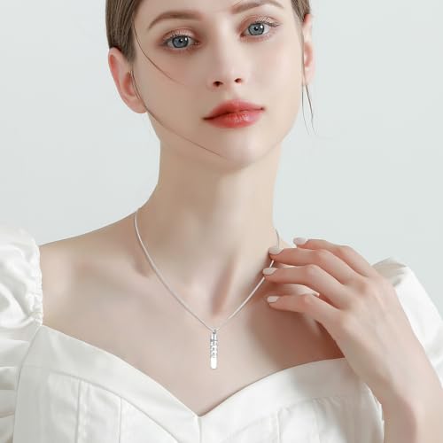 Clear Glass Tube Cremation Urn Jewelry Ashes Holder Necklace Keepsake Memorial Pendant Including Box/Fill Kits Silver
