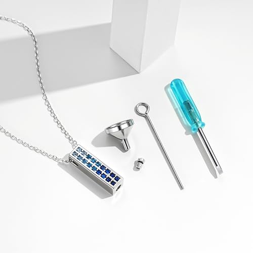 Urn Necklaces for Ashes 925 Sterling Silver Cremation Jewelry for Ashes Urns Pendant Keepsake Memorial Jewelry with Crystal for Women blue