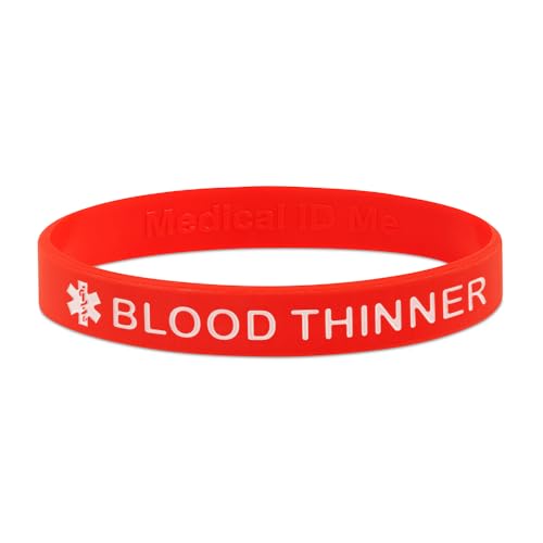 Medical ID Me 5pcs Blood Thinner Silicone Wristband Medical Awareness Bleeding Risk Warfarin Large 20cm
