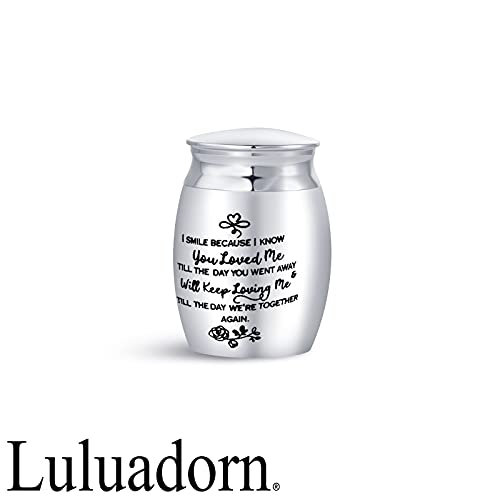Keep Loving Mini Cremation Urn for Human Ashes Family Friends Mom Dad Daughter Sister Son Brother Memorial Keepsake Ash Holder Funeral 1.6" I smile because I know you loved me…