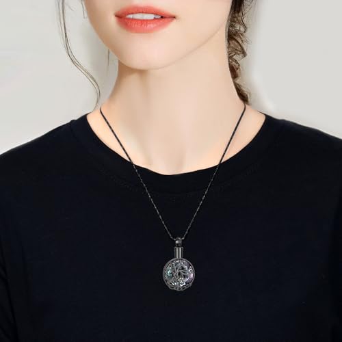 Imrsanl Tree of Life Urn Necklace for Ashes Paw Print Circle of Life Cremation Jewelry Keepsake Pendant Memorial Pet Ashes Holder for Women Men Black-Purple