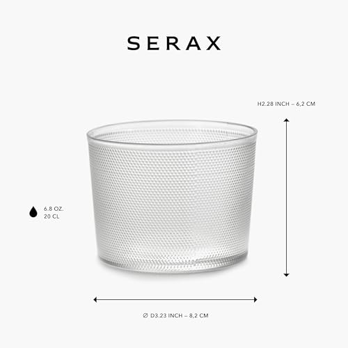 Serax Small Drinking Glasses Set of 4 | La Nouvelle Table glassware by Merci | Ribbed Clear Water Glass Cups without Lids | Home Essentials, Kitchen Set | Suitable for Beer, Juice | Coffee Accessories Small Glasses