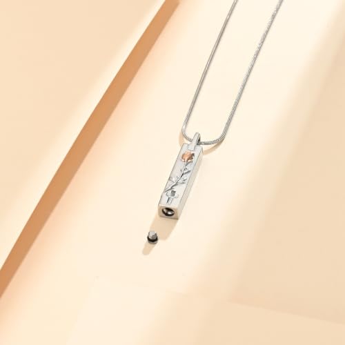 Cremation Jewelry Rose Cross Urn Necklace for Human Ashes Always with Me Memorial Ashes Keepsake Pendant for Women Men Rose Gold