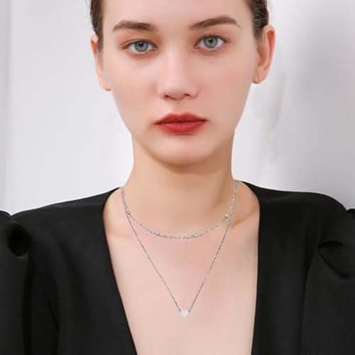 Necklace Femme Chaine Argent Pendentif Coeur Bijoux Cadeau Anniversaire Chaine Fine Élégante Accessory Fashion Bijou Fantaisie Femme Idée Cadeau Noel Saint Valentin Silver1