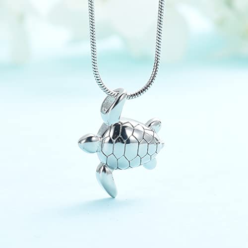 shajwo Sea Turtle Cremation Urn Necklaces for Ashes 1-Silver