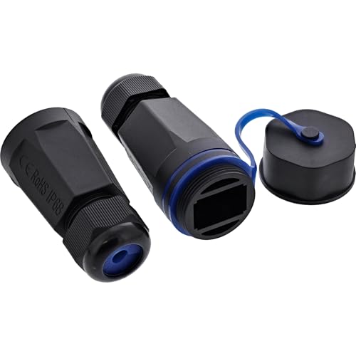 InLine Cable Connector Empty Housing RJ45 Keystone IP68 Waterproof for Network Cable 1.5-8 mm with Cover M23 Screw Connection 69992V