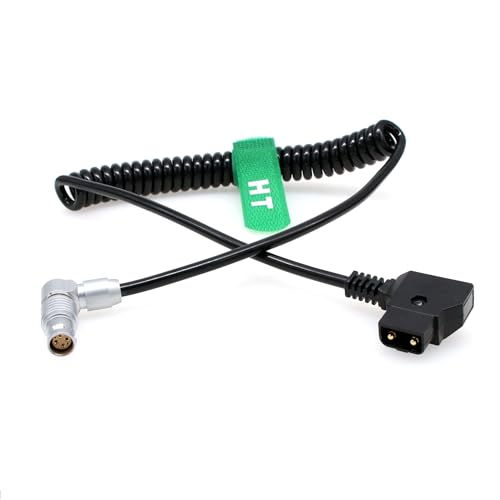 Coiled Power Cable for RED Komodo-X Epic Scarlet Dragon DSMC2 V-Raptor Ronin 4D Camera DJI Monitor Transmission, D-tap to Right Angle Rotatable Adjustable 6 Pin Female Rotatable Adjustable 90° Coiled 60cm