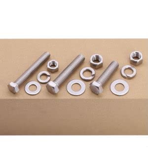 [Australia - AusPower] - (4 Sets) 1/2"-13 x 6 Hex Bolt with Hex Nut, Flat Washers (SAE) and Lock Washers Hardware Assortement, Full Thread, Coarse Thread, 304 Stainless Steel 18-8 1/2-13 x 6 4 