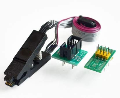 [Australia - AusPower] - ALMOCN SOIC8 SOP8 Flash Chip IC Test Clips Socket Adpter Programmer BIOS + CH341A 24 25 Series EEPROM Flash BIOS USB Programmer Module (Double Clip + USB) 