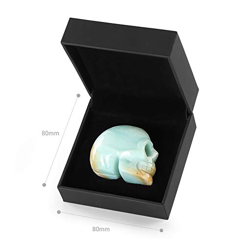 Artistone 2.0" Crystal Skull Statues,Hand Carved Human Skeleton Figurines Head Bone Art Sculpture Reiki Healing Stone Statue Personality Bar,Home,Office,Art Room Decoration(Amazonite) Amazonite