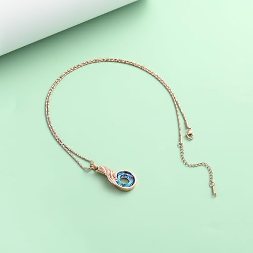 Yinplsmemory Cremation Jewelry Circle of Life Urn Ashes Necklace for Women Rose gold&blue