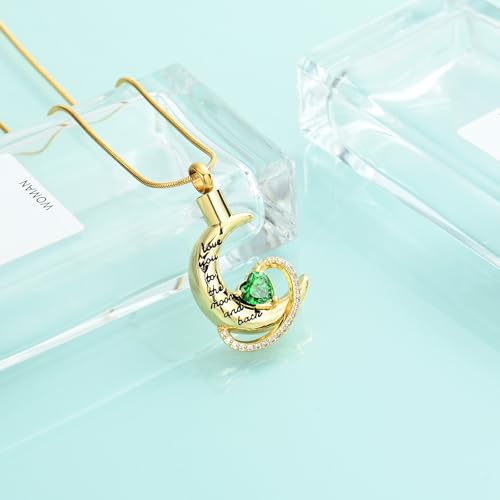 Moonstone Cat Cremation Jewellery for Ashes Pet Urn Necklaces for Men Women Lovely Cat Memorial Keepsakes Urn Pendant Necklaces Locket Jewellery C-Gold