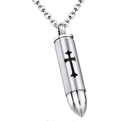 Bullet Urn Necklace for Ashes Celtic Cross Keepsake Cremation Memorial Pendant Jewelry Dad