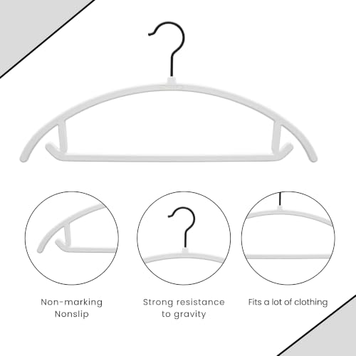 Concepts 25 Pack Velvet Hangers – White Heavy-Duty Non Slip Clothes Hangers with Black Curved Hooks, No Shoulder Bumps, Space-Saving Rounded Design for Suits, Coats, Jackets & Pants White / Black Hook Adult