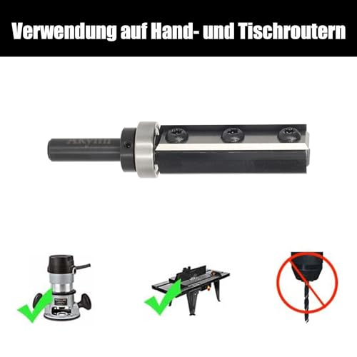 Reversible Plates, Flush Cutter, 8 mm Shank, 4-Sided Interchangeable Carbide Blade, Flush Cutter with Ball Bearing, Wood Cutter for Edge Processing Top Bearing 8x19x50mm