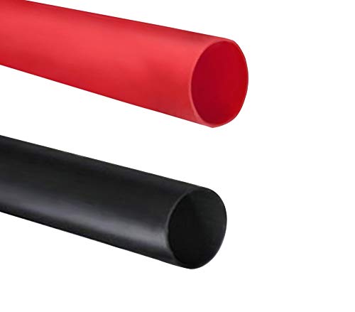 Dual Wall Heat Shrink Tubing 3:1 Ratio Heat Activated Adhesive Glue Lined Marine Shrink Tube Wire Sleeving Wrap Protector Black and Red, 2 Pack, 1.2M/4FT (Dia 25.4mm (1”)) Dia 25.4mm (1”)