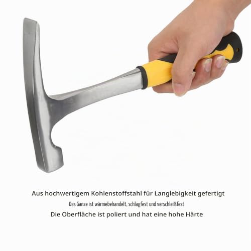 Geological Hammer, Duckbill Double Head Geology Hammer Geological Hammer Flat Mouthstone Hammer Sharpener Tip Geological Study Hammer with High Carbon Steel and Comfortable Rubber Handle