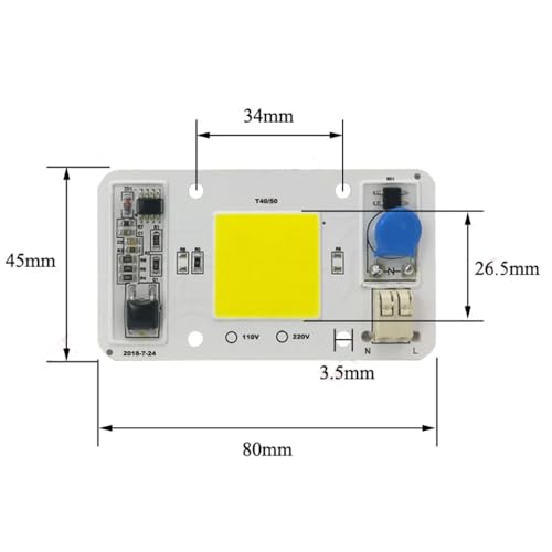50W 220V COB High Power Royal Blue 445nm-450nm LED Lamp Chip Integrated Smart Built-in Driver Suitable for DIY LED Floodlight Headlight
