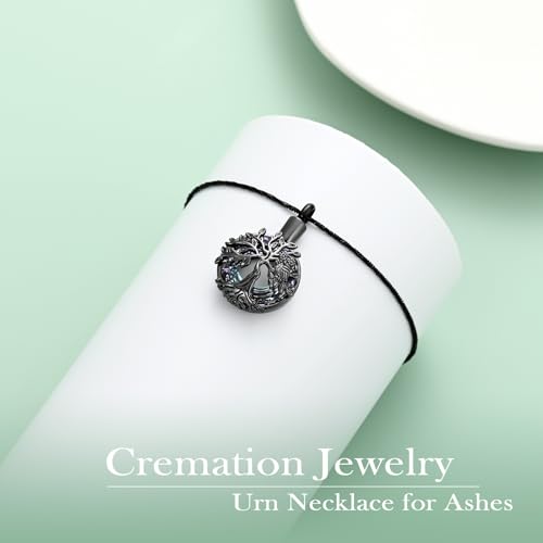 Yinplsmemory Owl Cremation Jewelry Urn Ashes Necklace for Women Black-purple