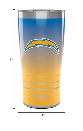 Tervis Traveler NFL Los Angeles Chargers - Ombre Triple Insulated Tumbler Travel Cup Keeps Drinks Cold & Hot, 20oz, Stainless Steel
